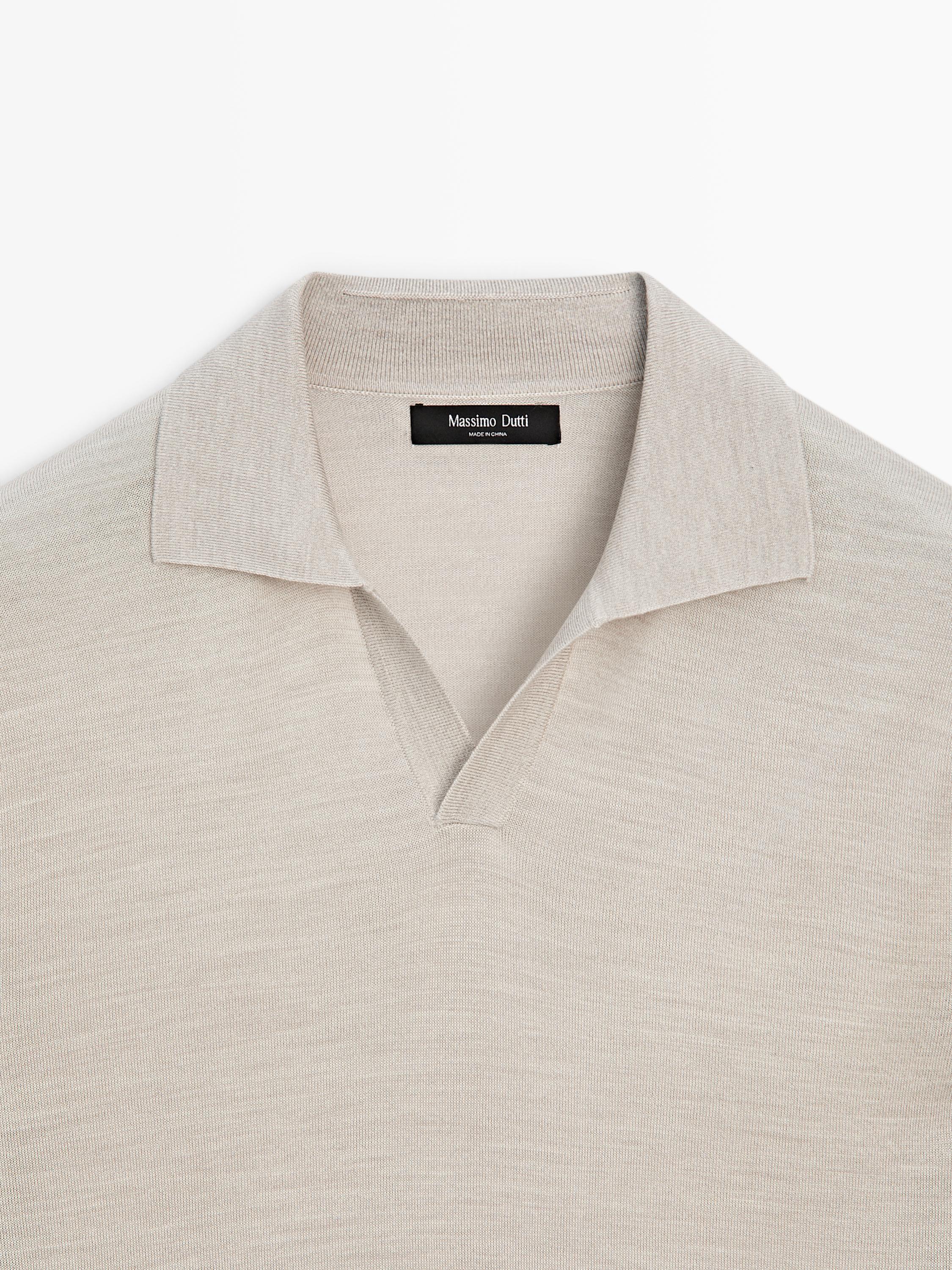 Knit V-neck polo shirt